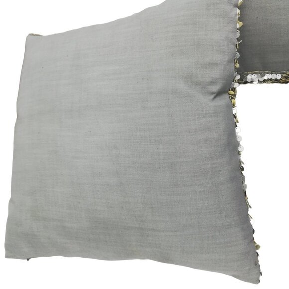 Thro by Marlo Lorenze Silver Sequin Paillets Set of 2 Pillows 17"x16" Down - Picture 7 of 8